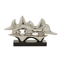 Silver Porcelain Sculpture, Abstract 14" x 25" x 5"