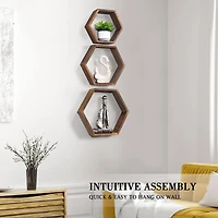 Brown Hexagon Floating Shelves Set