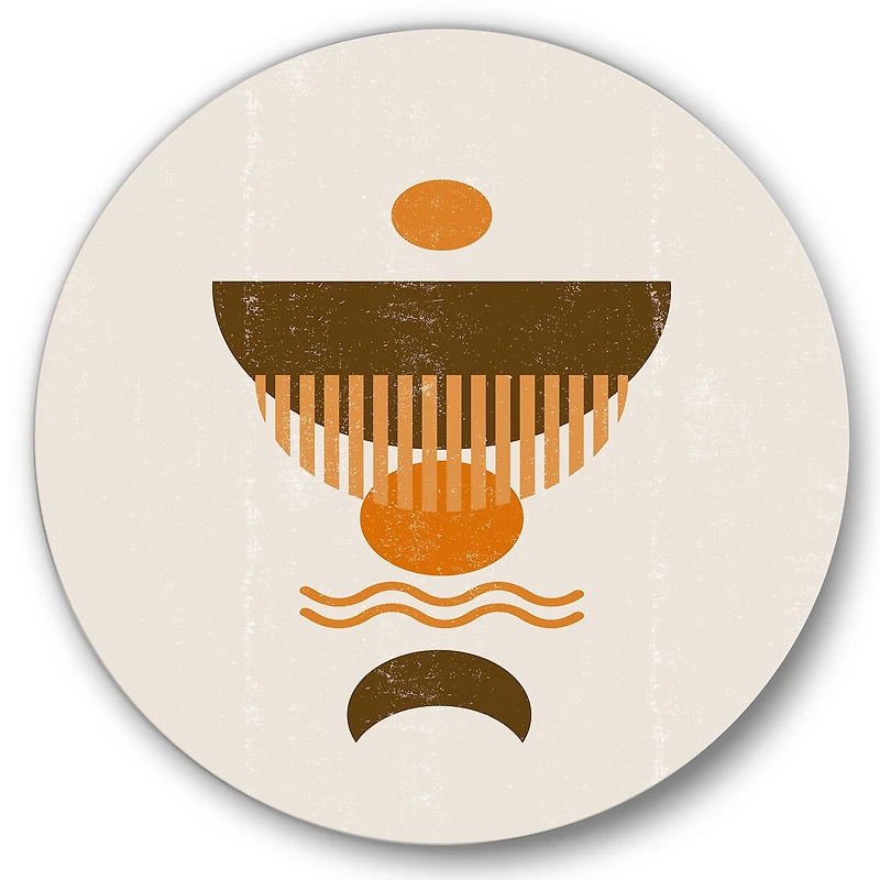 Designart - Abstract Minimal Orange Sun and Brown Moon