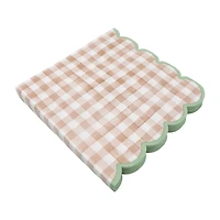 Brown Gingham Scalloped Lunch Napkins, 20ct. by Celebrate It™