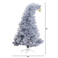 5ft. Unlit Silver Tinsel Santa's Hat Artificial Christmas Tree with Star Topper