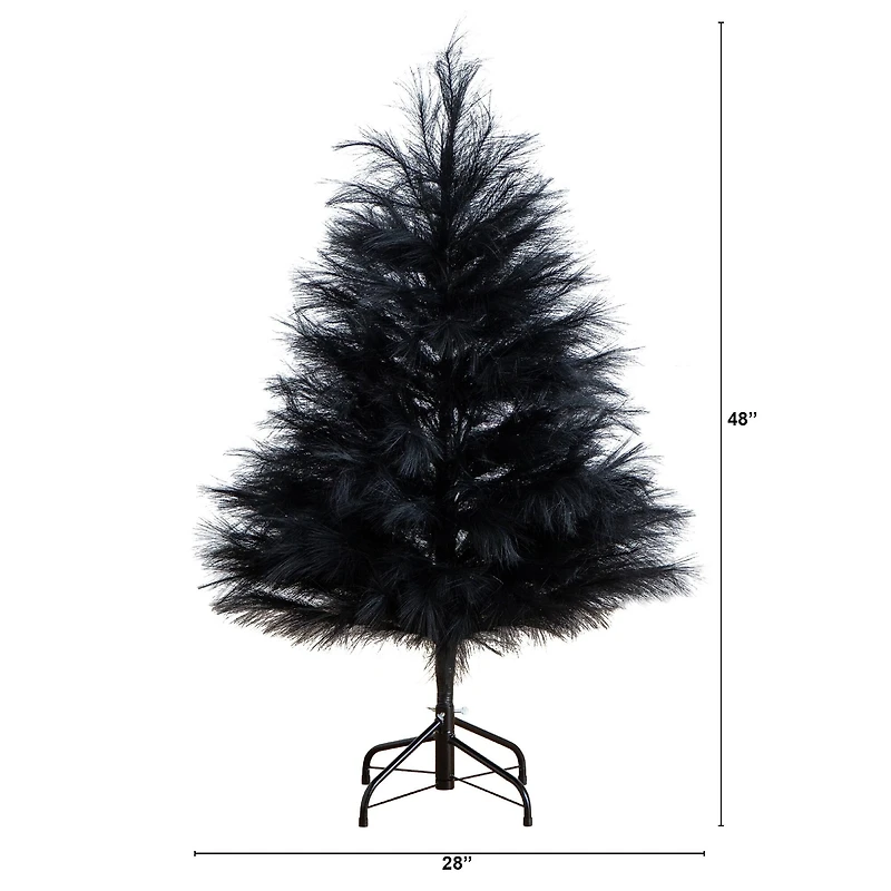 4ft. Artificial Halloween Black Pampas Grass Christmas Tree