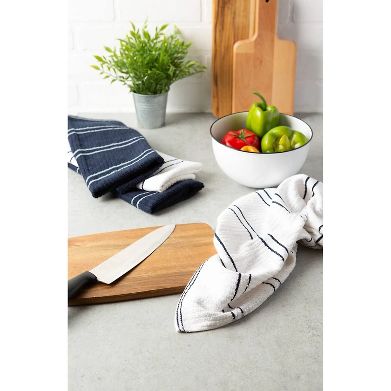 J&M Blue Ribbed Terry Dishtowels, 6ct.