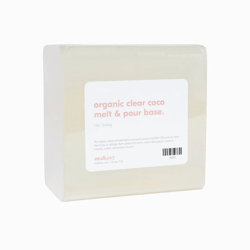 makesy Organic Clear Coco Melt + Pour Base, 1lb.