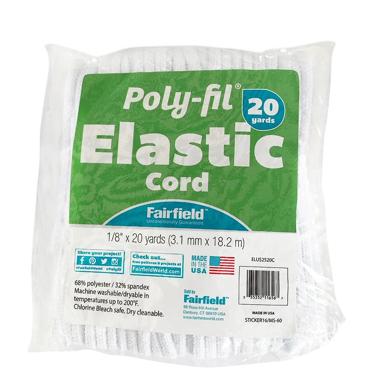 Poly-Fil® 1/4" White Spandex Elastic Cording