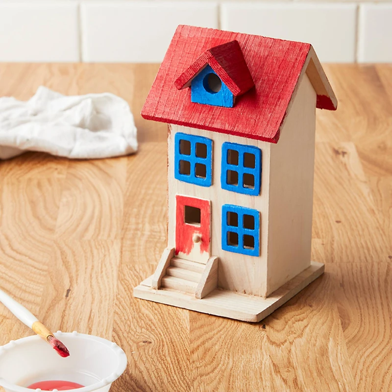 7.5" Unfinished Wood Townhouse Birdhouse by Make Market®