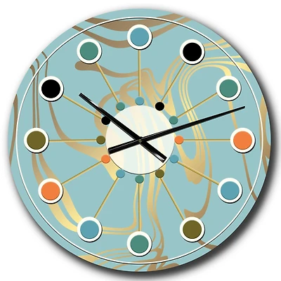 Designart 'Golden Marble Design I Mid-Century Modern Wall Clock