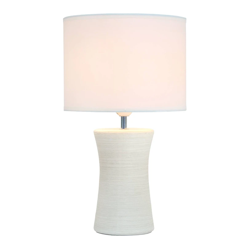 Simple Designs White Shade Ceramic Hourglass Table Lamp