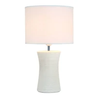 Simple Designs White Shade Ceramic Hourglass Table Lamp