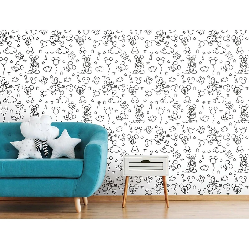 RoomMates Disney Mickey Mouse Line Art Peel & Stick Wallpaper