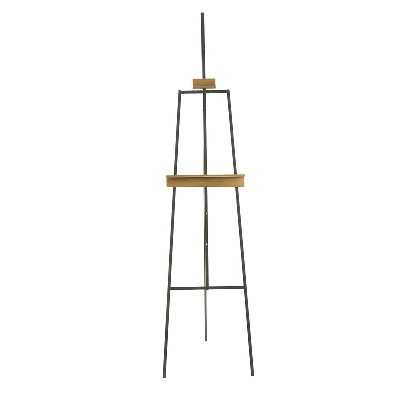 68.5" Black Metal Painter's Inspired 4-Tier Display Easel with Gold Accents