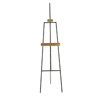 68.5" Black Metal Painter's Inspired 4-Tier Display Easel with Gold Accents