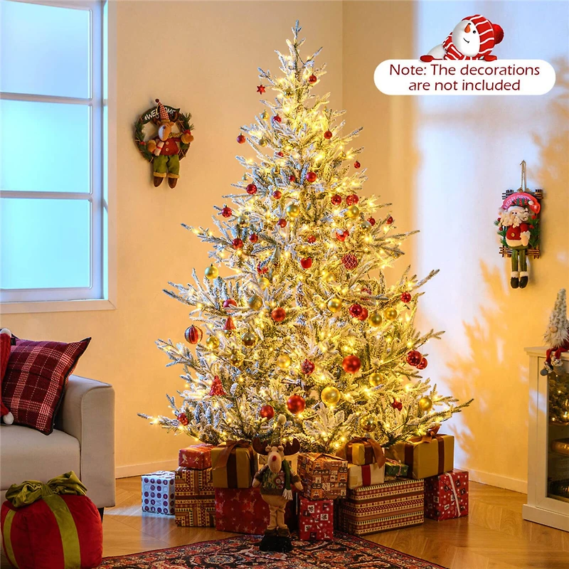 Costway 7ft. Pre-Lit Hinged Artificial Christmas Tree, Warm White LED Lights