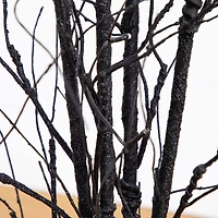 5ft. Pre-Lit Artificial Halloween Black Twig Tree with Bats and 50 Warm White LED Lights