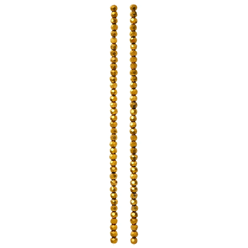 Gold Iris Glass Faceted Round Beads, 3mm by Bead Landing™