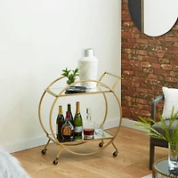 Gold Iron & Mirror Contemporary Bar Cart