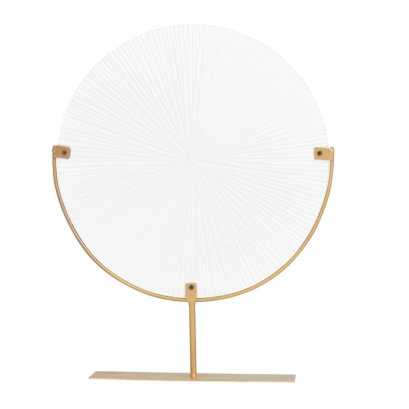 White Iron Contemporary Sculpture, 18" x 18" x 4"