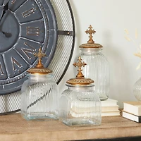 Brown Polystone Traditional Decorative Jar Set