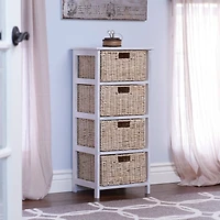 Household Essentials 4-Drawer Dresser with Natural Wicker Baskets
