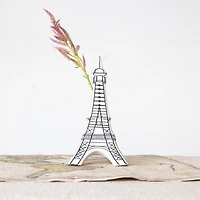 Hello Honey® 11.7" White & Black Decorative Stoneware Eiffel Tower Vase