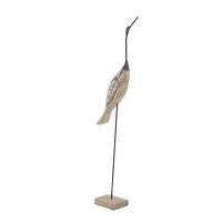 Set of 2 Brown Wood Coastal Bird Sculpture, 28", 34"