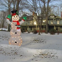 48" Crystal Snowman Decoration, Clear Mini LED Lights