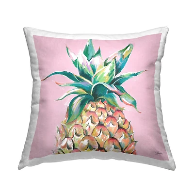 Stupell Industries Tropical Pineapple Top Soft Pink Color Pop Throw Pillow 18" x 18"