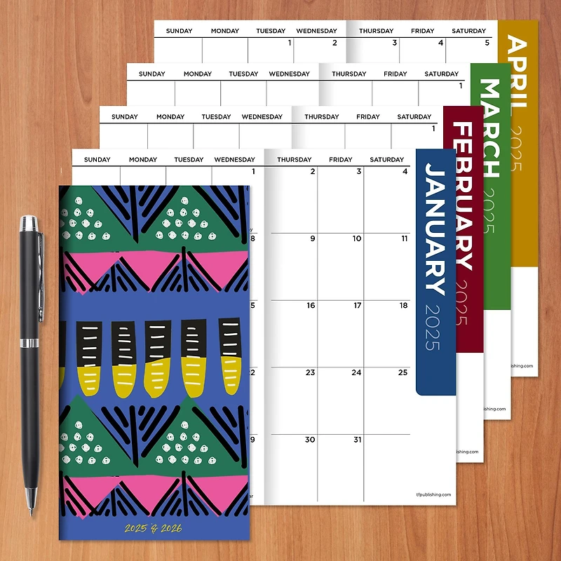 TF Publishing 2025 - 2026 Bright Tribal Small Monthly Pocket Planner