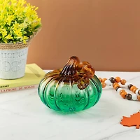 Glitzhome® 5.75" Gradient Turquoise Glass Pumpkin