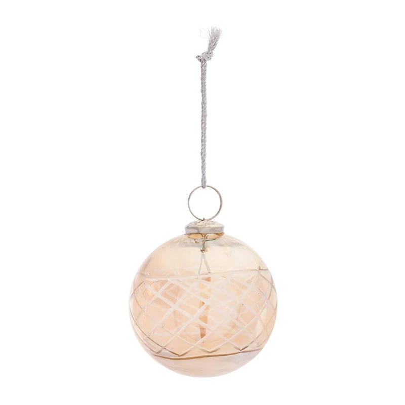 6ct. 3" Brown Etched Glass Ball Ornaments