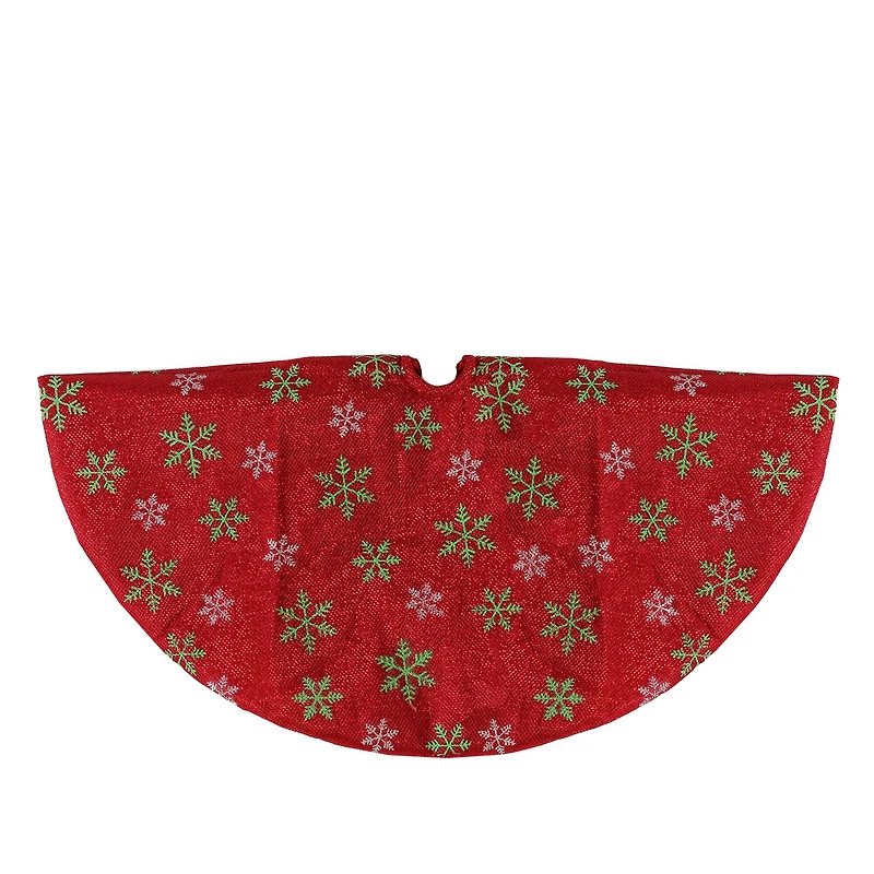 20" Red Metallic & Snowflake Print Mini Tree Skirt