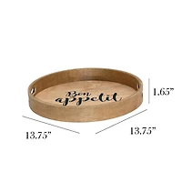 Elegant Designs™ 13.8" Round Bon Appetit Serving Tray with Handles