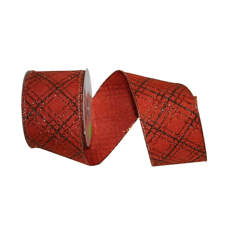 Reliant 2.5" x 10yd. Faux Linen Wired Orange Crisscross Ribbon