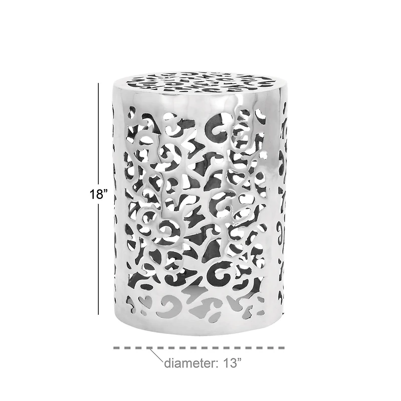 18" Silver Hollow Aluminum Contemporary Stool