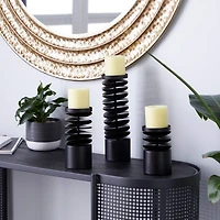 Black Metal Contemporary Candle Holder Set