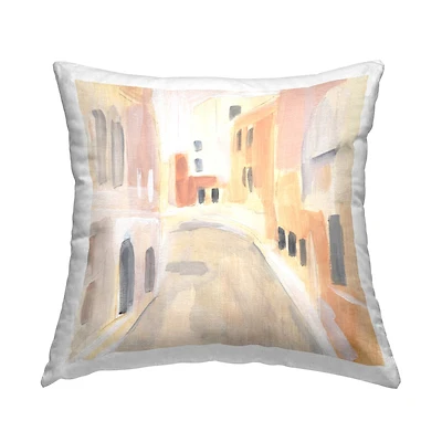 Stupell Industries Soft City Pathway Delicate Coastal European Buildings Throw Pillow 18" x 18"