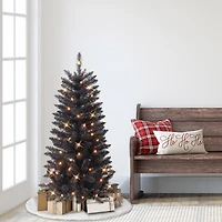4ft. Pre-Lit Black Carson Pine Artificial Christmas Tree, Clear Lights