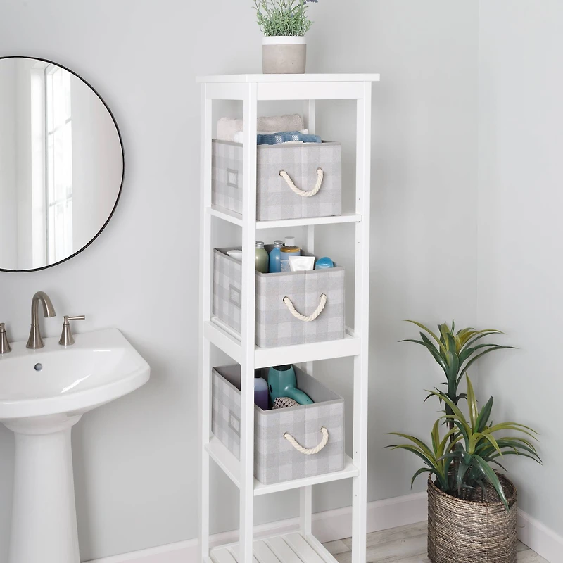 Honey Can Do Gray Plaid Large Collapsible Fabric Storage Bins With Handles Set, 3ct.