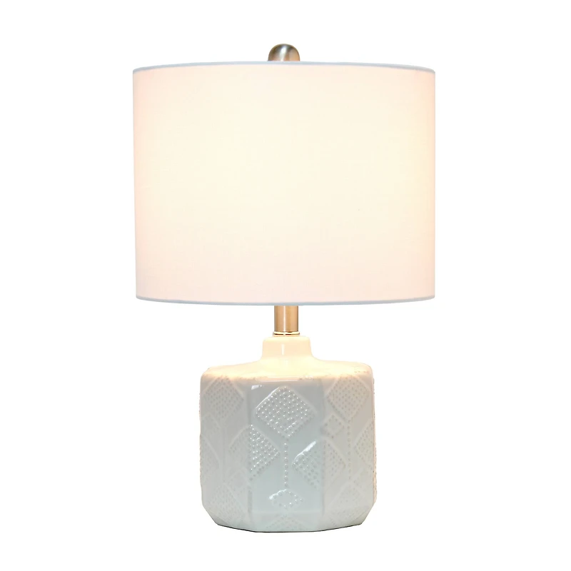 Lalia Home 19" Off-White Ceramic Eyelet Pattern Floral Textured Table Lamp