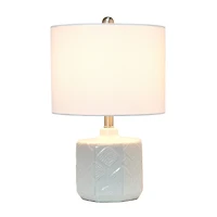 Lalia Home 19" Off-White Ceramic Eyelet Pattern Floral Textured Table Lamp