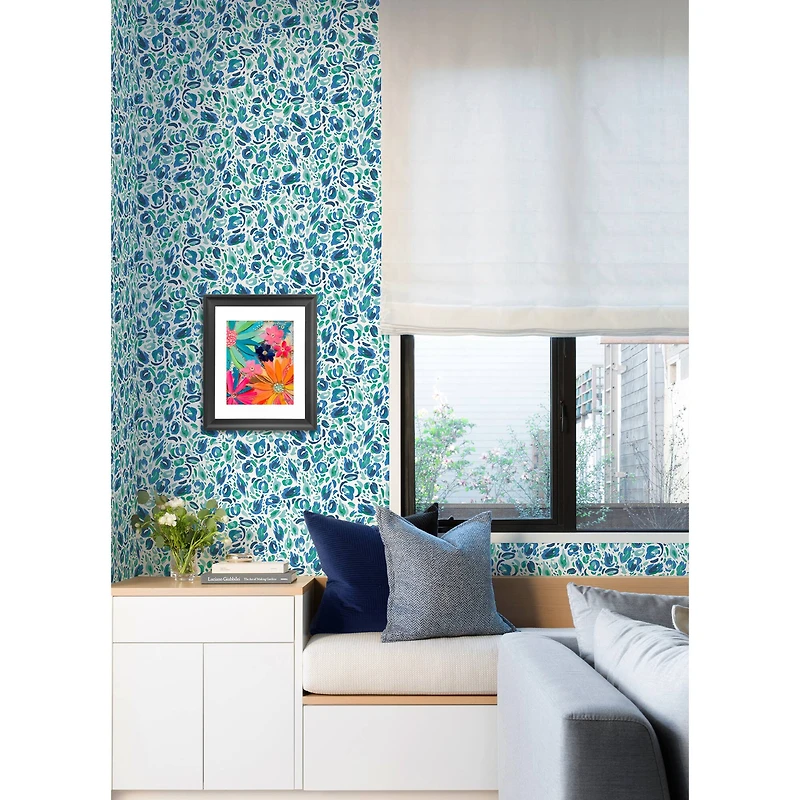 RoomMates Blue & Green Brushstroke Leopard Peel and Stick Wallpaper