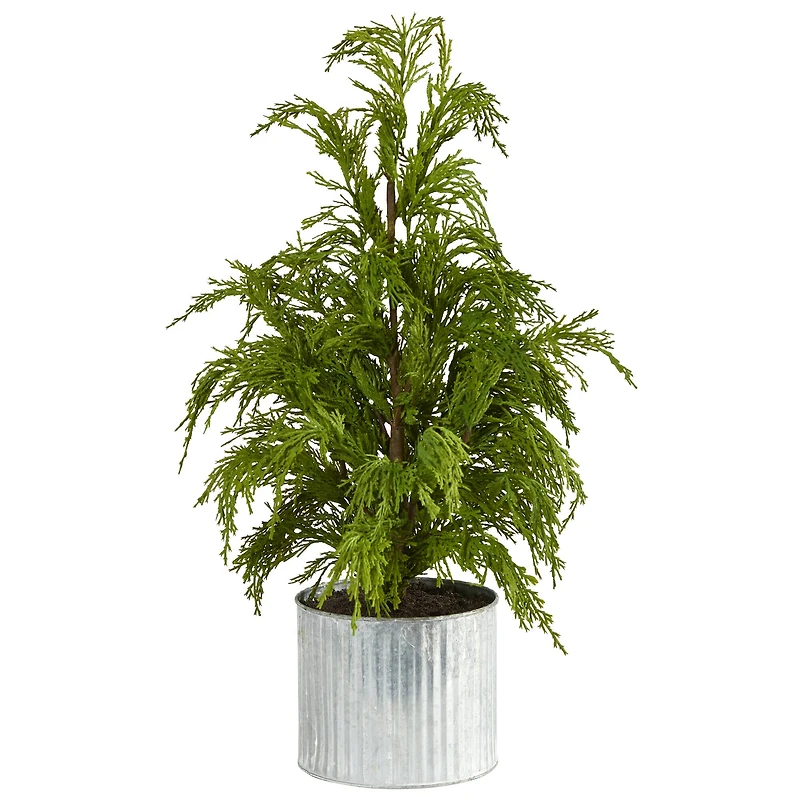 20" Unlit Cedar Pine Artificial Potted Christmas Tree