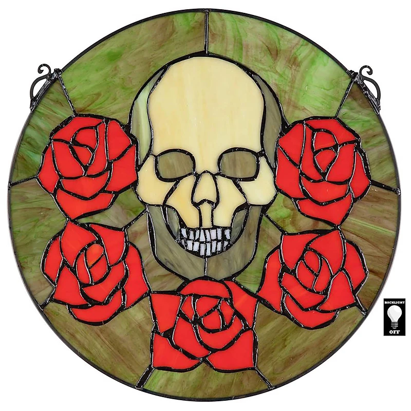 Design Toscano Beauty & Decay Gothic Skull Stained Glass Window