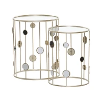 Glass & Gold Metal Contemporary Accent Table Set