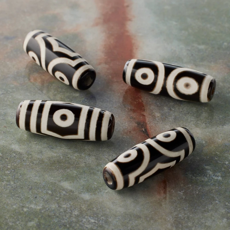 Black & Tan Agate Tube Beads, 28mm by Bead Landing™