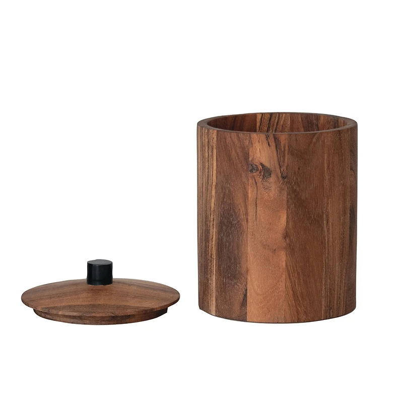 Hello Honey® 8.5" Natural Round Acacia Wood Canister with Handle