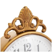 9" Gold Metal Scroll Antique Style Clock