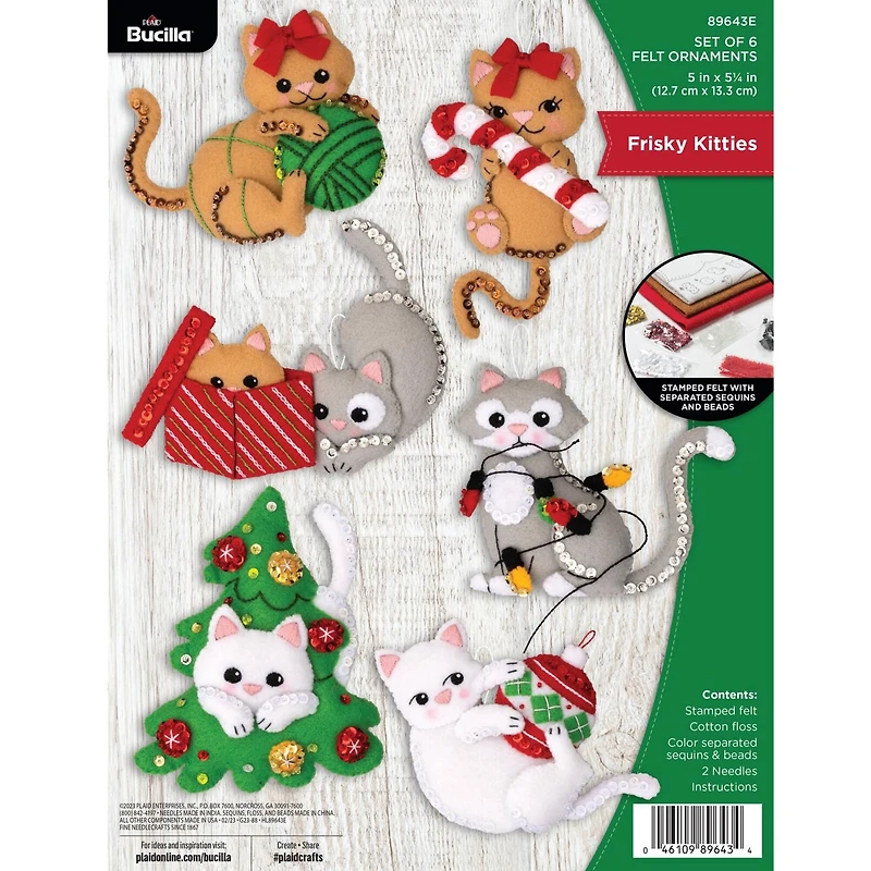Bucilla® Frisky Kitties Felt Ornament Kit