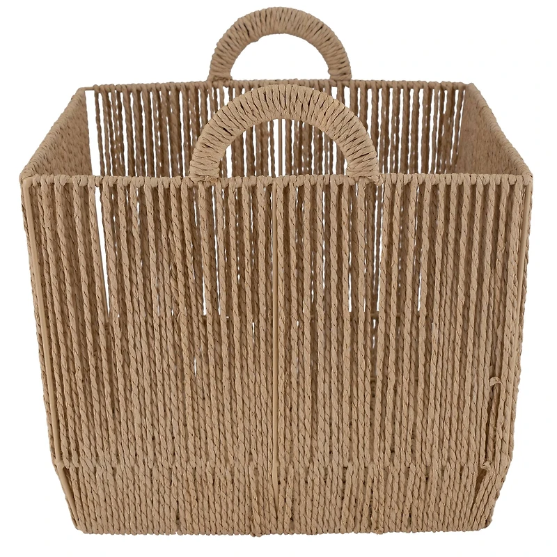 Simplify Small Vertical Weave Storage Basket with Round Handles