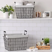 DII® Black & White Ticking Stripe Lined Basket Set